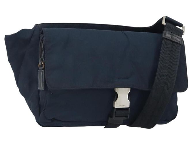 Borsa a Spalla PRADA in Nylon Blu Navy Argento Autentica 161779