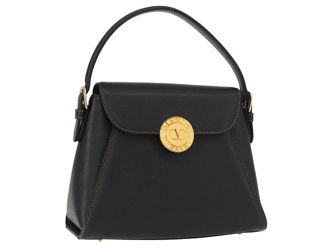 VALENTINO Borsa a mano in pelle nera e oro Auth hk3312 Nero D'oro