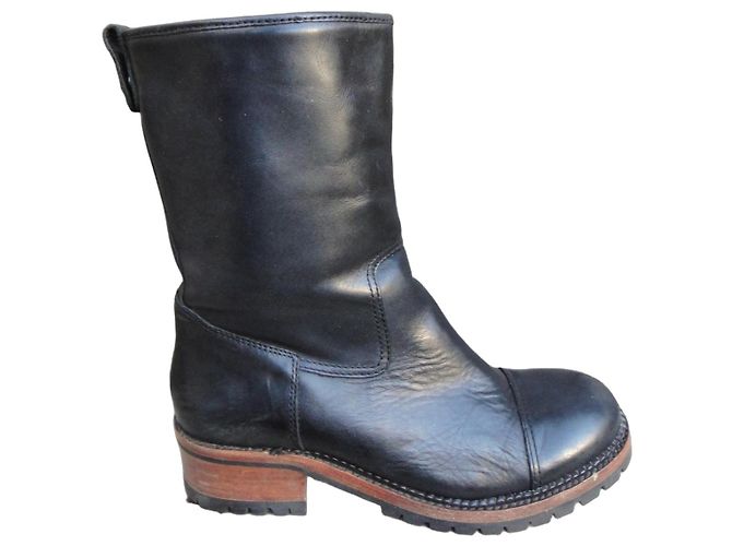Ash Black Leather Ankle Boots