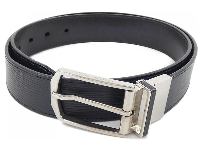 Louis Vuitton Santur Slender Reversible Belt M0128 Black Silvery