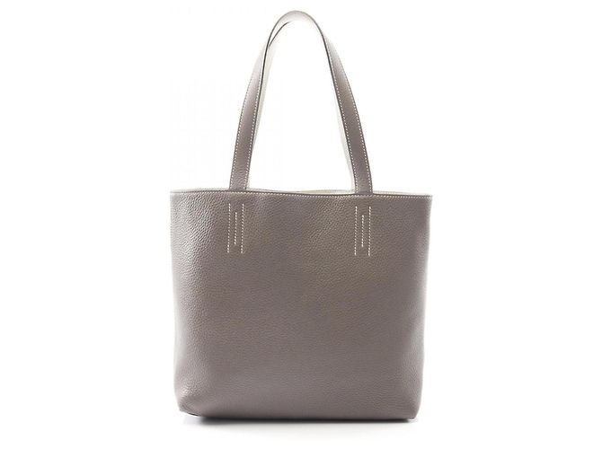Hermès Double Sens 28 Tote Bag Braun Weiß