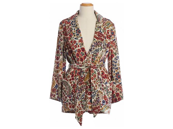 Etro Samtjacke mit Blumenmuster Beige