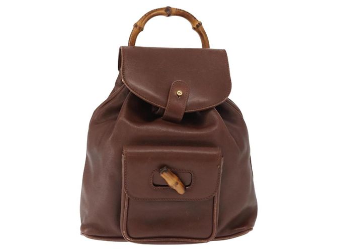 Gucci Vintage Bamboo Backpack Leather Mini Brown