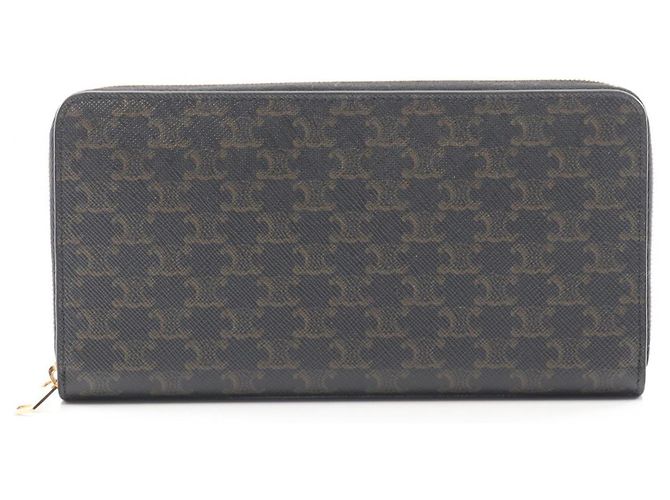 Céline Celine Triomphe Large Zip Wallet Black 