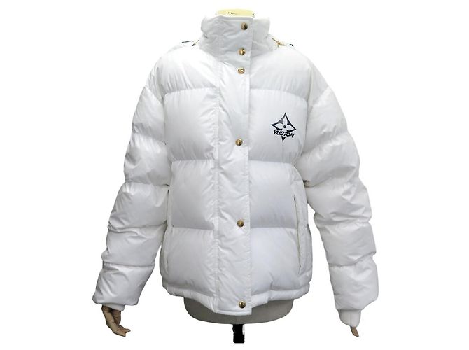 NOVO CASACO PUFFER COM CAPUZ LOUIS VUITTON 38 M 1AC4JE Branco