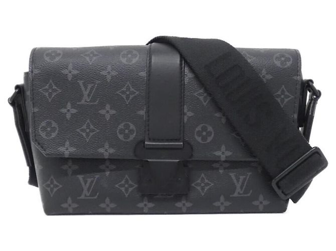 Louis Vuitton Monogram Eclipse S-Cape Messenger Shoulder Bag Black
