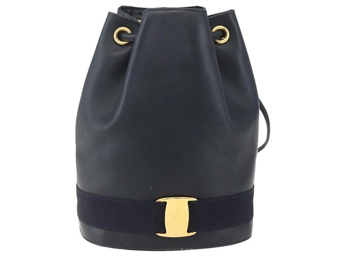 Mochila de cuero Vala de Salvatore Ferragamo Azul marino