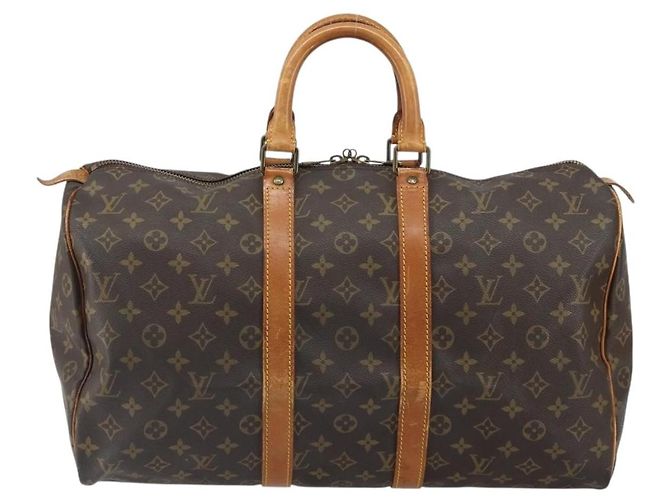 Bolsa Keepall Louis Vuitton em canvas Monogram 45 Marrom
