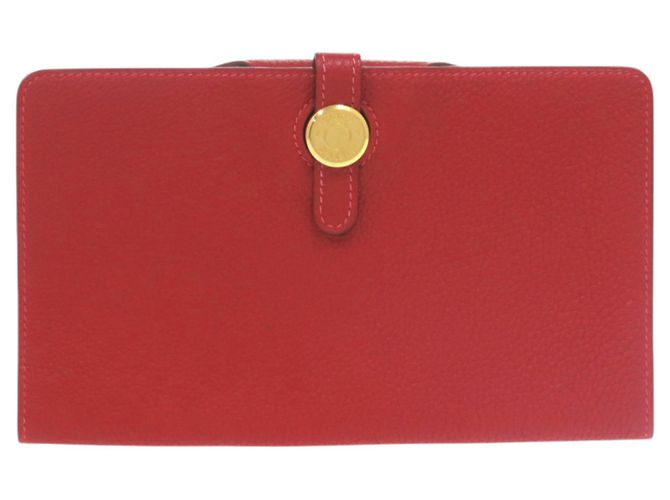 Carteira longa Dogon MM em couro Togo Hermès Vermelho