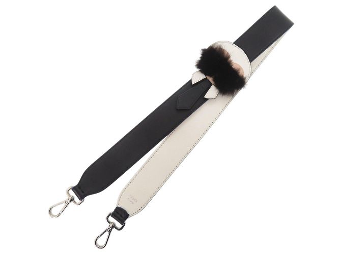 Fendi Carlito Leather Shoulder Strap Black White