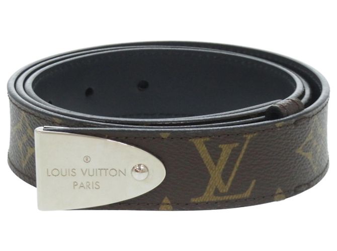 Cinto de couro e lona Monogram Louis Vuitton Marrom Preto Monograma