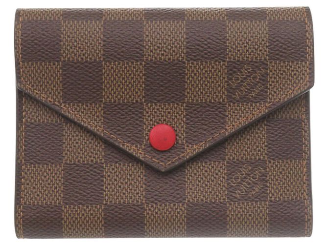 Cartera Victorine Tri-Fold Louis Vuitton Castaño Roja Damier ebene