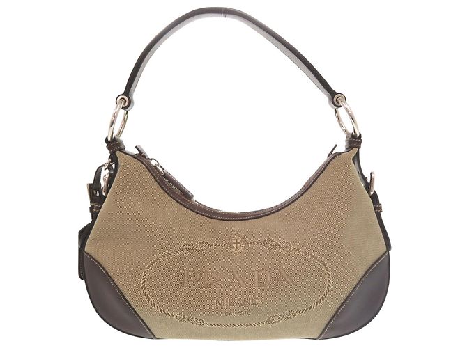 Jacquard Bolso de Hombro Prada Marrón y Caqui Castaño