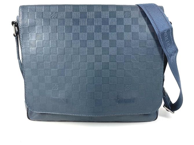 Borsa a tracolla District PM Damier Infini Louis Vuitton Blu navy