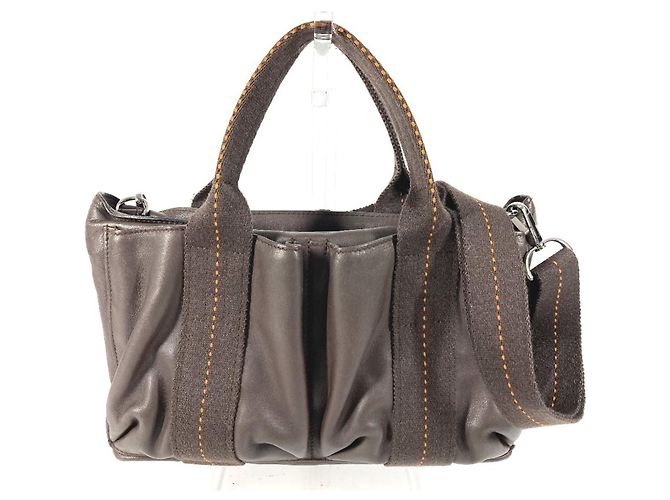 Hermès Caravan Horizontal PM Leder Schultertasche Braun Orange