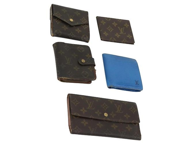 PORTefeuille Monogram Epi Louis Vuitton 5 Set Bleu LV Auth ti3625