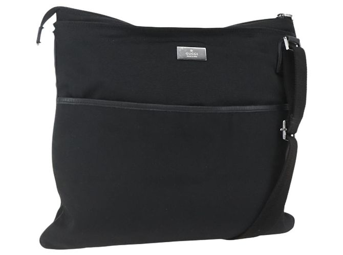 Borsa a Spalla GUCCI Nylon Nero Argento 141198 Auth hk3295