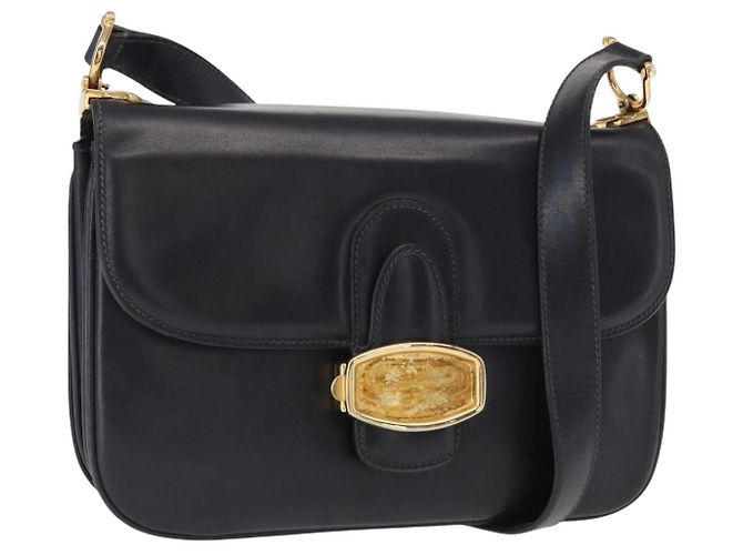 Céline Borsa a Spalla CELINE in Pelle Blu Navy Oro Auth 160702 D'oro