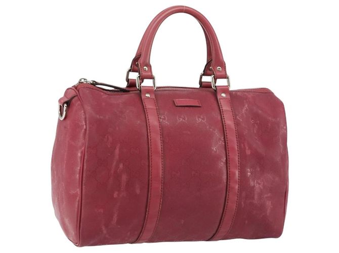 Bolso Boston de PVC GG Implementation de GUCCI Plata Rosa 193603 Auth 160604