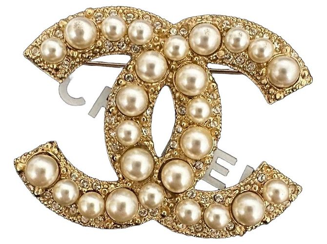 Spilla Chanel con Perle e Strass Oro Gold hardware
