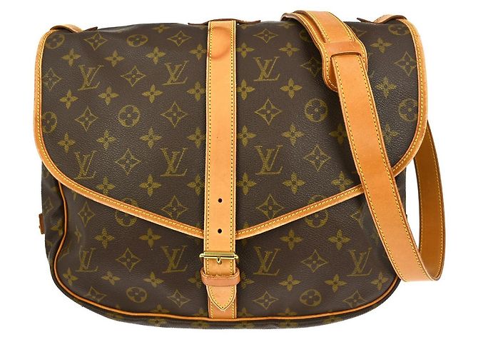 Borsa Saumur Louis Vuitton in tela Monogram 35 Marrone