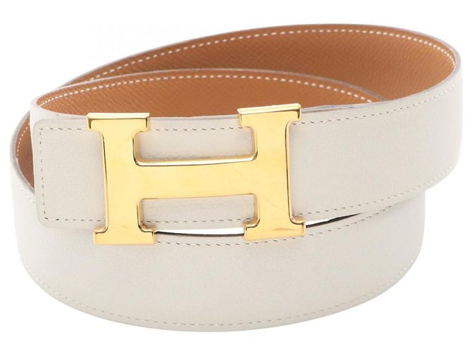 Constance H Gürtel von Hermès Braun Weiß