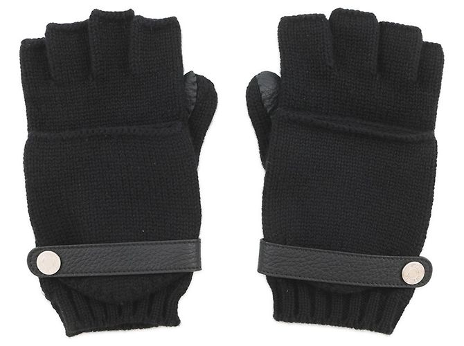 Kaschmir- und Hirschlederhandschuhe Lionel Hermès Schwarz