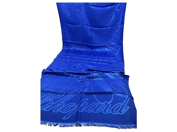 Cachecol de luxo Chopard – mistura de seda e caxemira – azul royal Multicor