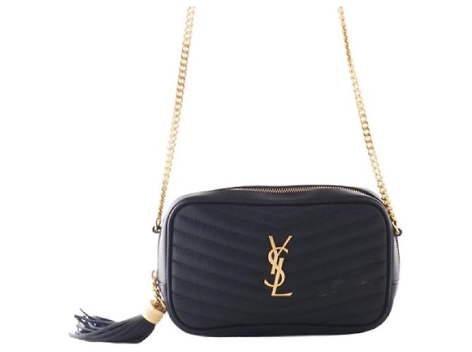 Yves Saint Laurent Bolsa de câmera Mini Lou em couro matelassê preto da Saint Laurent 