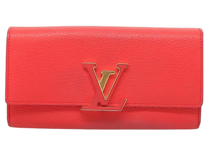 Louis Vuitton Capucines Long Wallet Leather Red