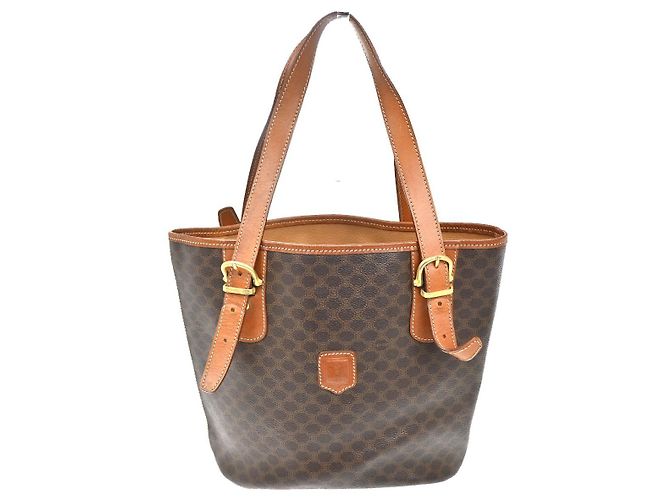 Céline Celine Vintage Macadam Canvas et Cuir Marron