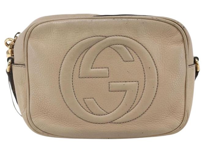 Bolsa transversal Gucci Soho Disco em couro pequena Bege