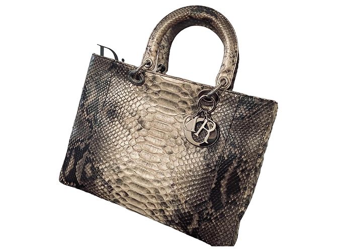 Lady Dior Grand Model Python Vintage 2010 Grey