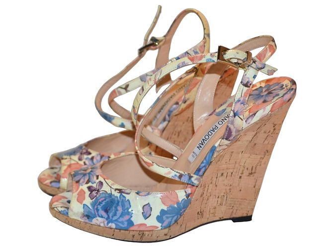 Sandali con zeppa Luciano Padovan in pelle floreali Multicolore