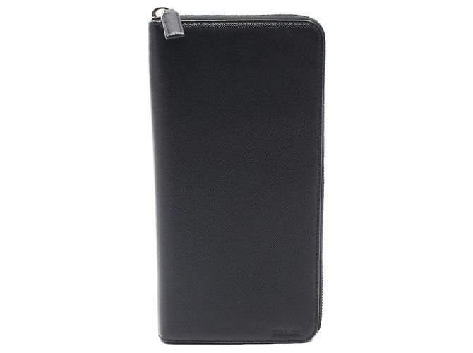 Prada Saffiano Leather Long Wallet Black
