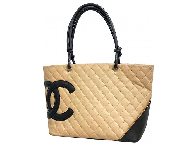 Bolsa Tote Cambon da Chanel Preto Bege