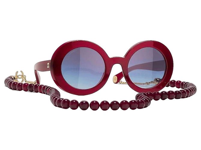 Gafas de sol redondas Chanel rojo burdeos-frambuesa 5489 3N Roja