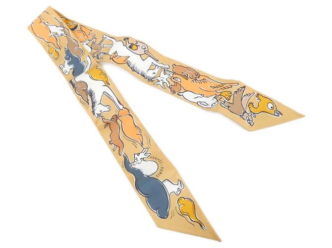 Silk In Bufanda Twilly Mil y Un Conejos de Hermès Beige