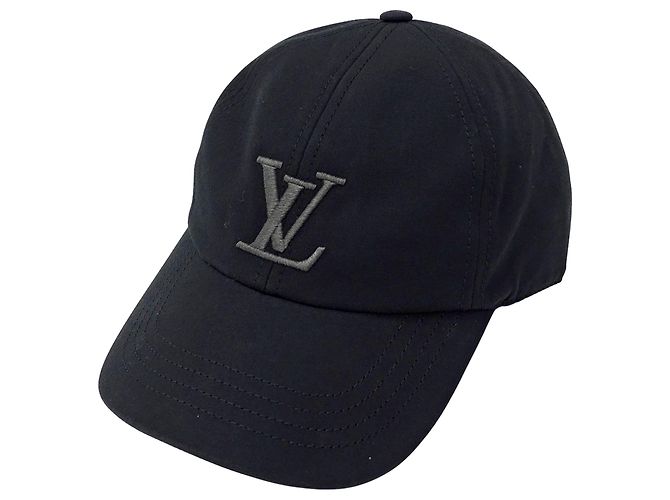 Boné de algodão preto masculino Louis Vuitton