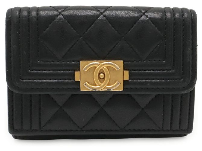 Chanel Boy Chanel Matelasse Coco Mark Small Flap Wallet Black