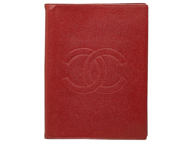 Chanel Coco Mark Diary Cover in Red Caviar Skin