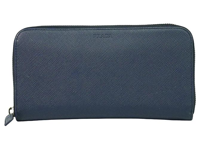 Prada Saffiano Wallet Leather Navy blue