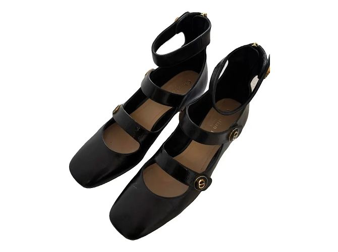 Saltos Dior D-Doll em couro de bezerro preto