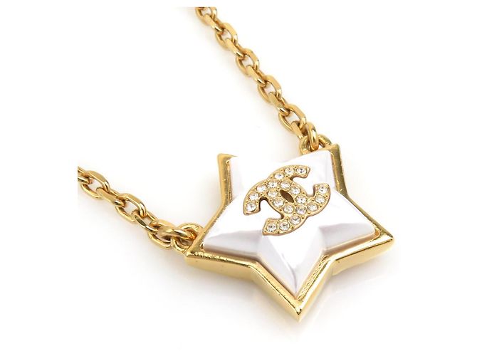 Colar de metal dourado e branco Chanel