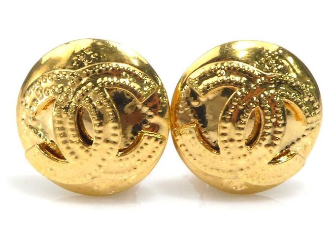 Orecchini a clip in metallo dorato Chanel Coco Mark D'oro