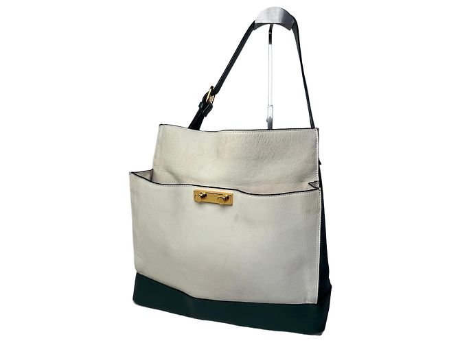 Sac en cuir vintage Marni blanc et vert