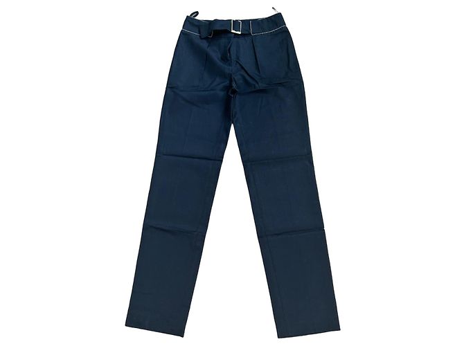 Pantaloni dritti Chanel lana e seta nero