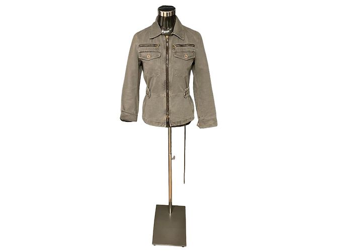 Dolce & Gabbana Women's Jacket Gray Denim Jacket Size 40 Khaki