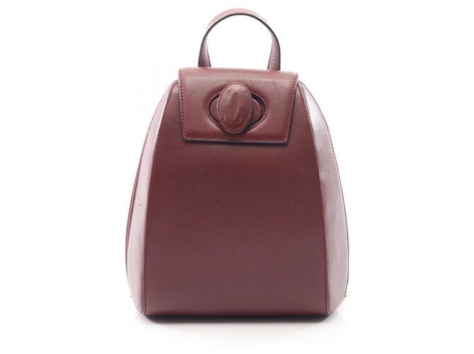 Mochila de cuero burdeos de la línea Must de Cartier