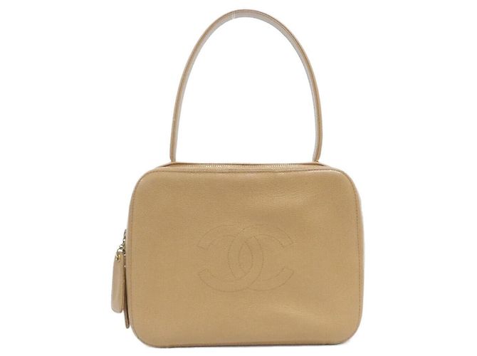 Bolsa de couro bege Chanel